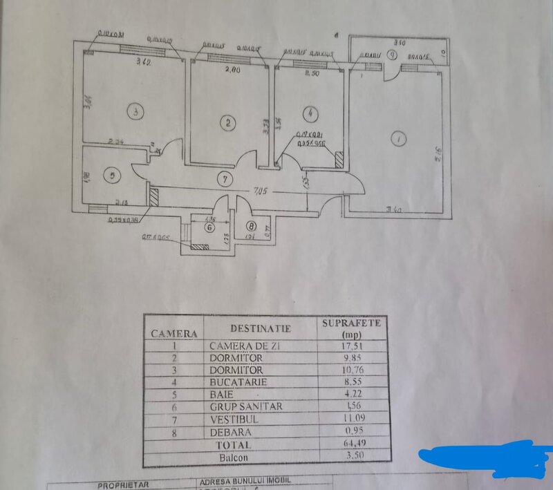 Rahova apartament 3 camere 2 bai decomandat bloc reabilitat